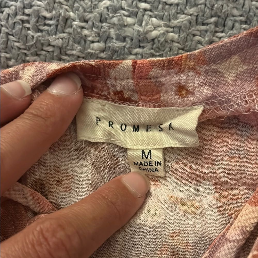 Promesa Women's Flower Pink Dress with Buttons | M - Picture 3 of 4